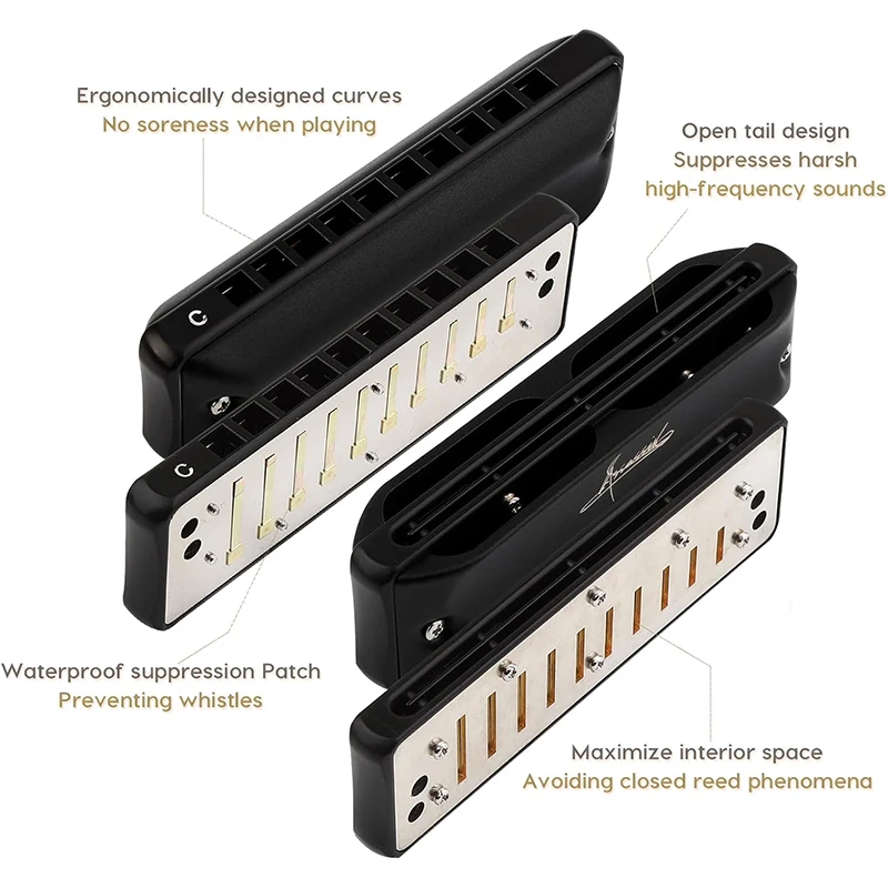 Blues Harmonica JDR Assassin C 10 Holes 20 Tones Diatonic Harp Updated Professional Mouth Organ