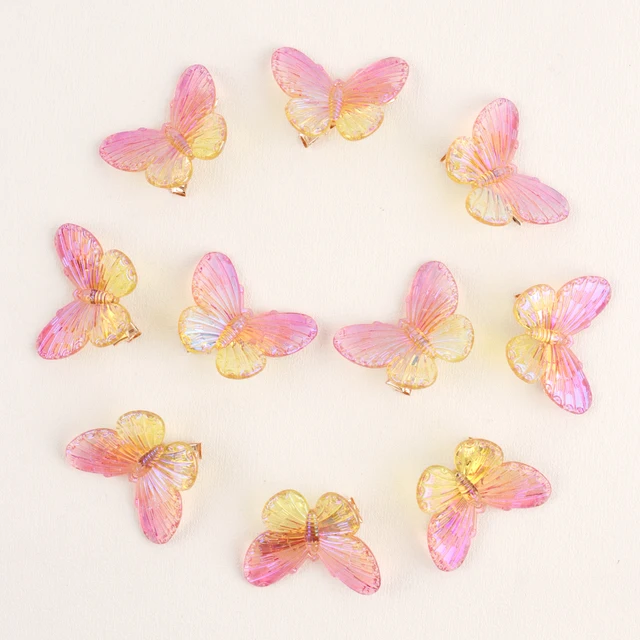 10PCS Fashion Butterfly Hair Clips for Women Girls Wedding Photography Head Clips Hairpin Hairgrips Decoration Hair Accessories Acrylic pink gold