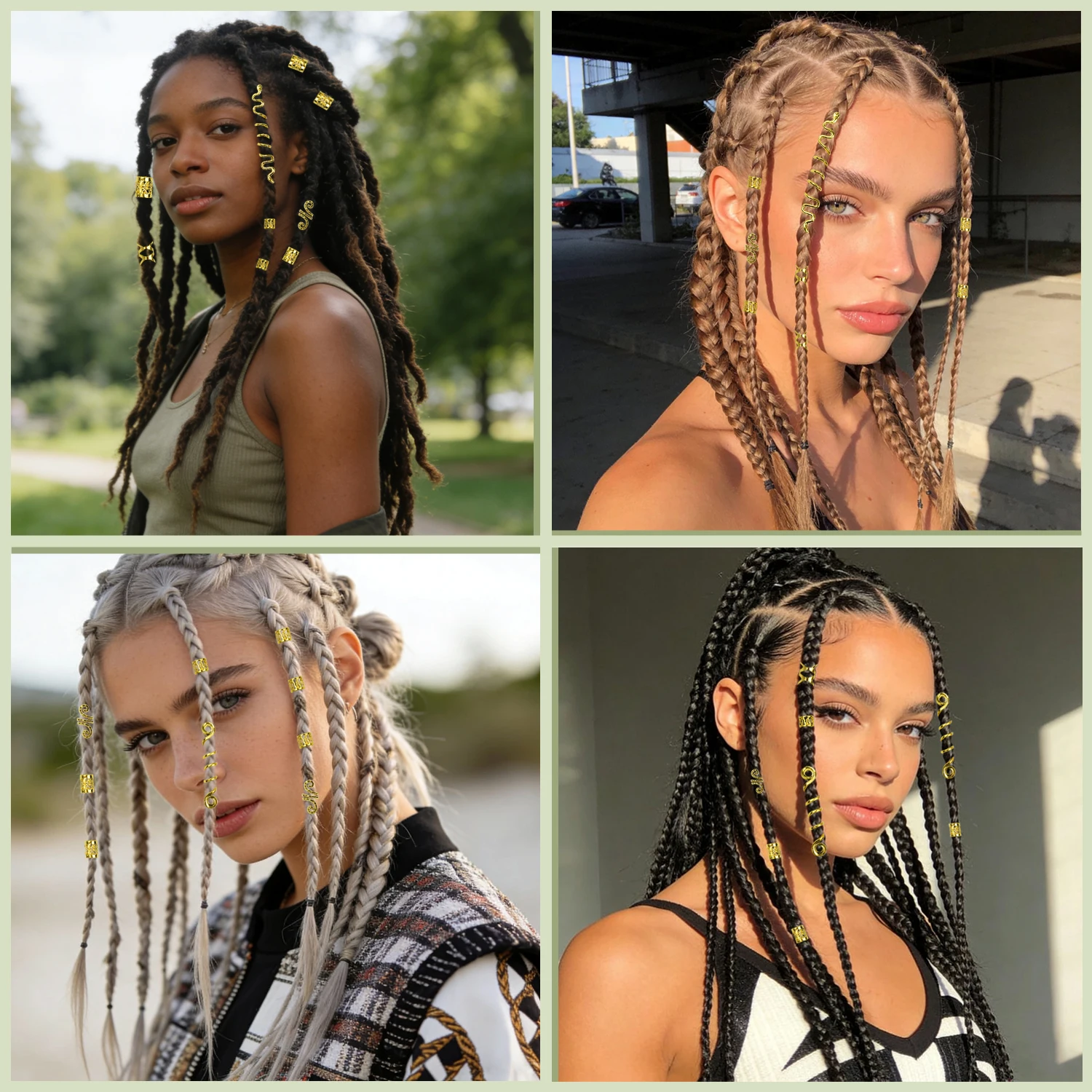 72개 믹스 드레드락 비즈 헤어 커프스 클립 및 매직 풀 헤어핀 패션 헤어 브레이드 링 쥬얼리 (헤어 브레이드 스타일링용)