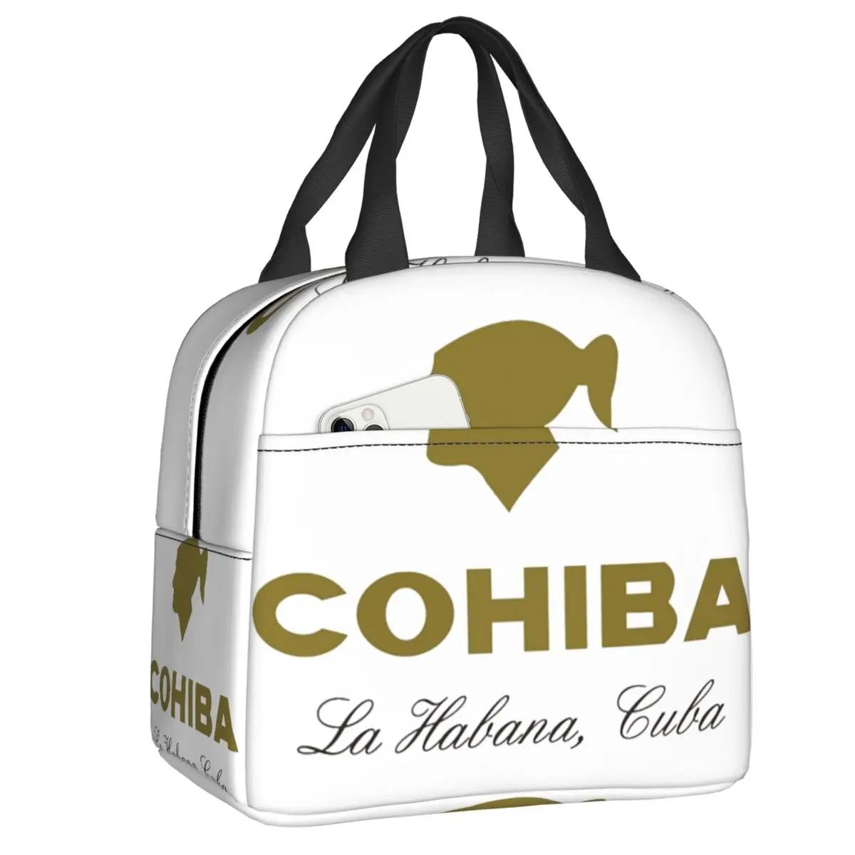 

Изолированные сумки для обеда с кубинской сигаретой Cohiba для женщин, портативный термо-охладитель, коробка для бенто, для работы, школы, путешествий, Ланчбокс