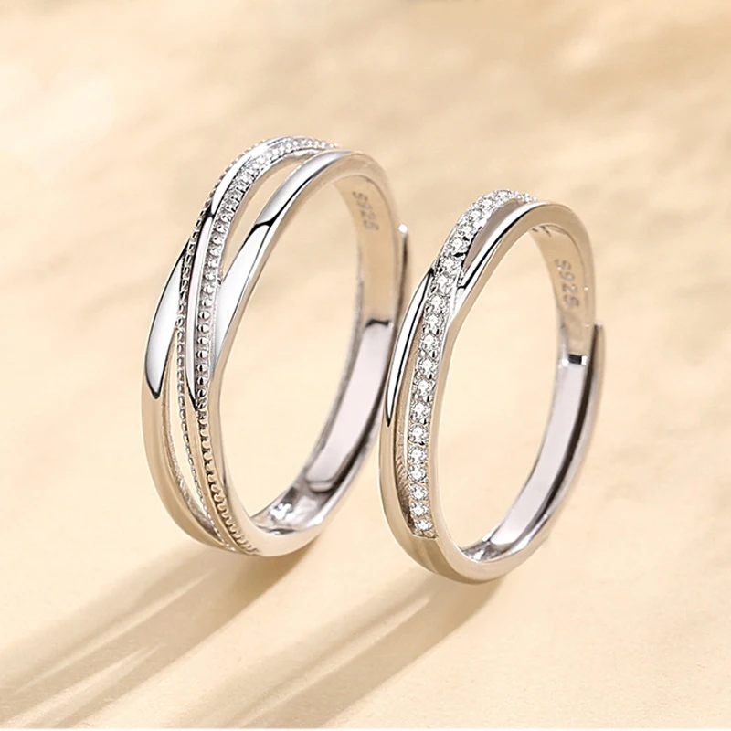 

S925 Sterling Silver Irregularly Geometric Winding Ring Jewelry With Box For Couples Lovers Man Women Anniversary Engagement