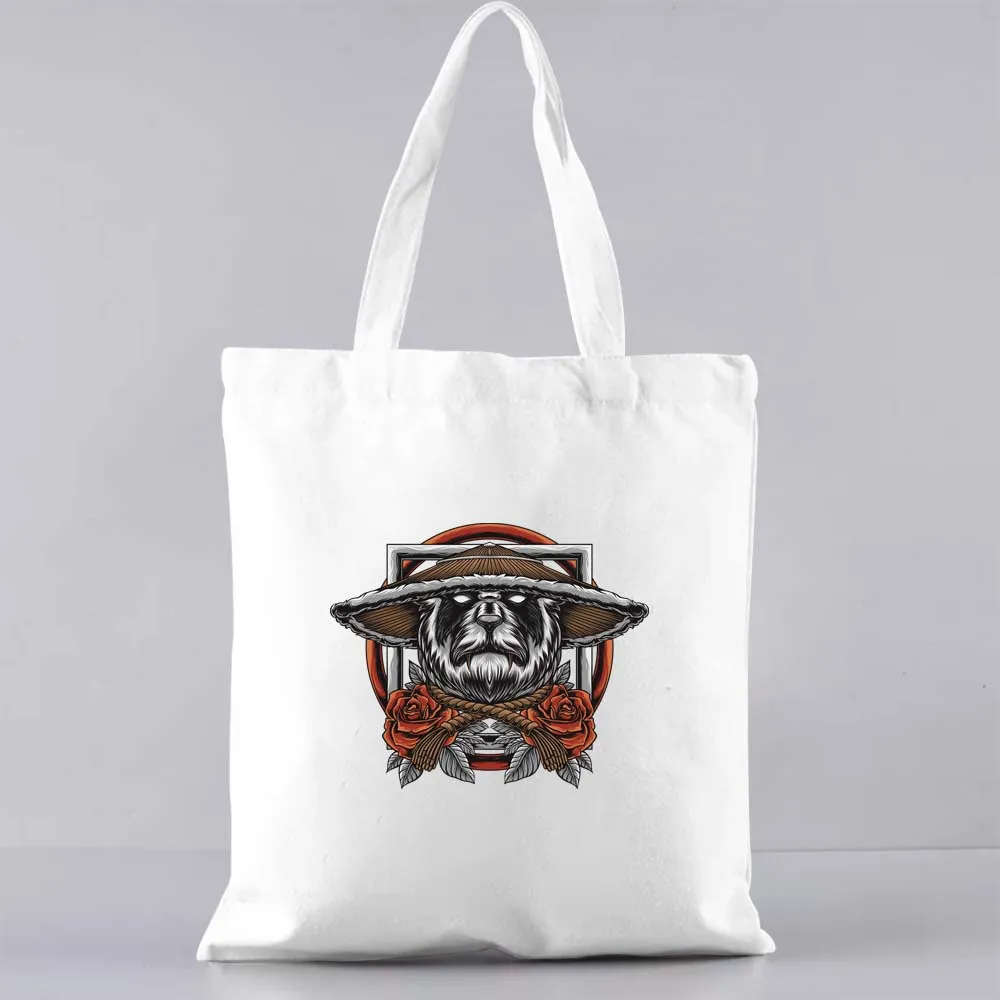 

Tote Bag Japanese Samurai Pattern Printed Shopping Bag Fashion Canvas Bag Handbag Casual Shoulder Bag Commuter White Reusable