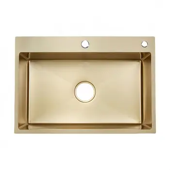 อ่างล้างหน้าทํามือสแตนเลสสีทอง, อ่างล้างจานเดี่ยวขนาดใหญ่นาโน, อ่างล้างผักหนา, อ่างล้างจานเคาน์เตอร์ 2
