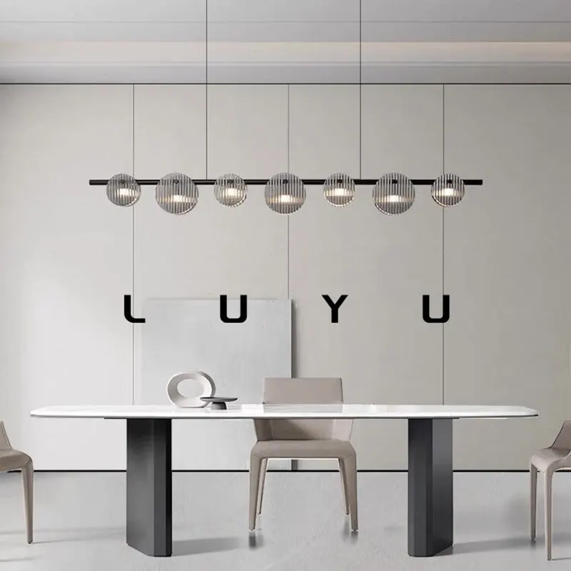 

New Italian Luxury Designer Villa Restaurant Chandelier Pendant Modern Island Bar Work Table Glass Long Chandelier Light