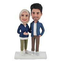 Fully Custom Lovers Bobblehead Personalized Couple Figurine,Creative Gift for Parents,Two People Arab Boyfriend and Girlfriend 1