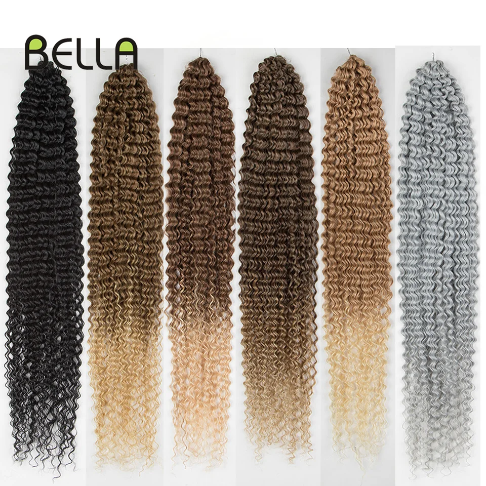 Bella Synthetic Water Wave Hair Extensions Ombre Blonde 613 Brown 30 Inch Braids Twist Curly for Woman