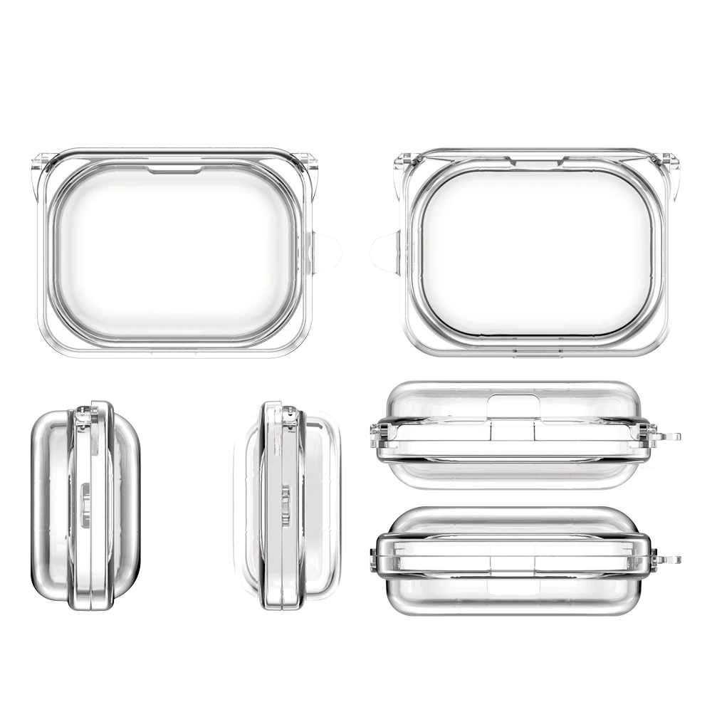 Crystal Clear Shockproof Earphone Case with Keychain Clip