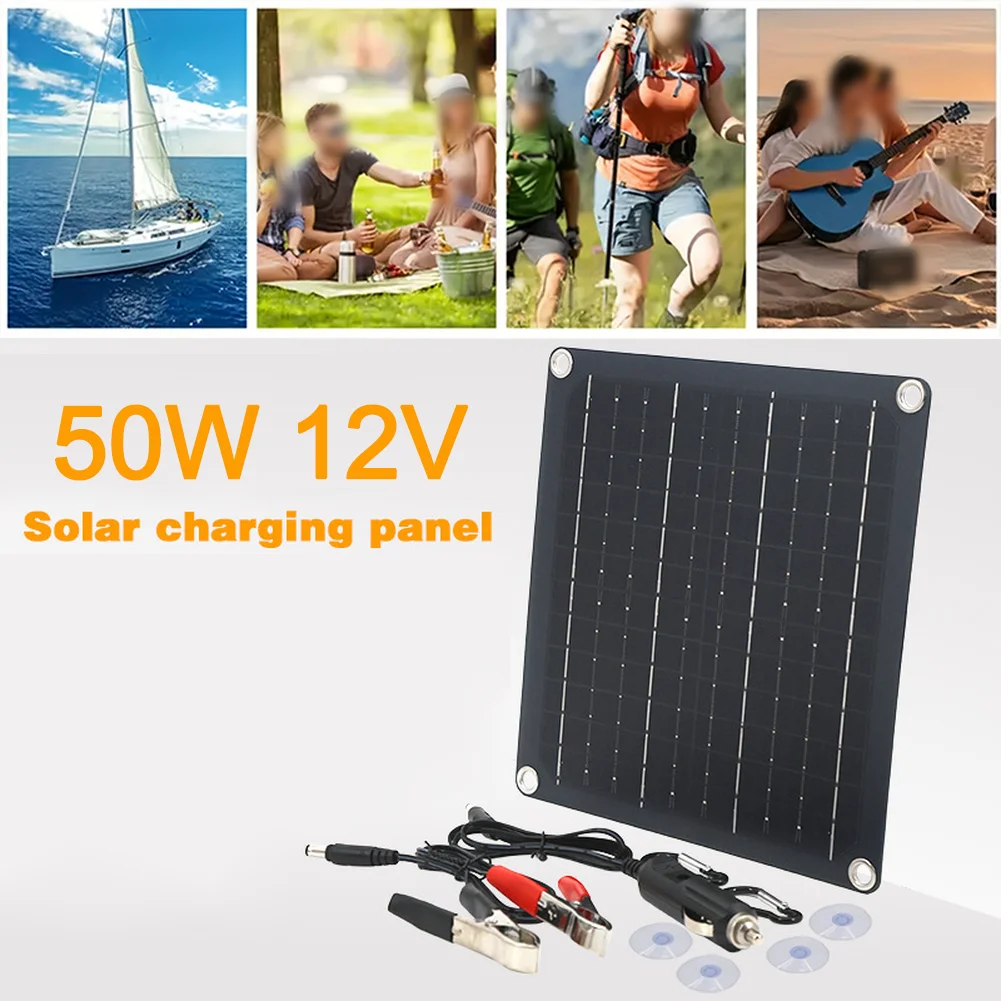 2206 새로운 50W 단결정 실리콘 태양광 패널 휴대용 태양광 충전기(듀얼 USB=Type-C= 포함) 캠핑 하이킹 야외용
