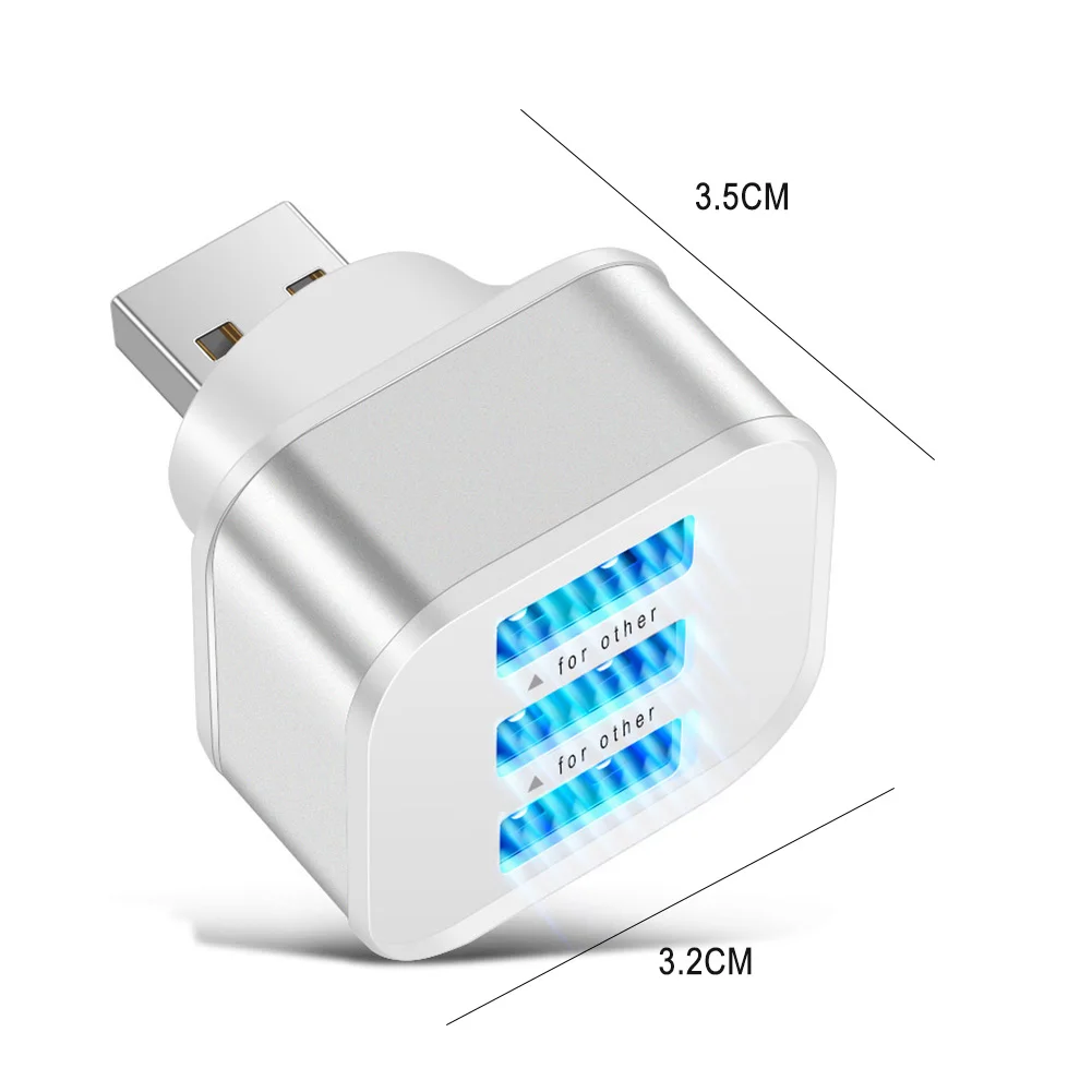 USB2.0 허브 3 포트 분배기 휴대폰 충전기 벽면 어댑터 LED 표시기가 있는 휴대폰/태블릿용 범용 호환 USB