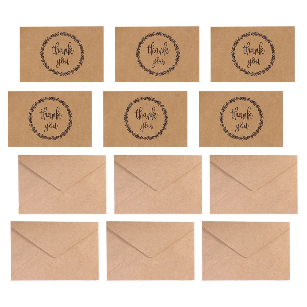 20 Pcs Kraft Envelope Blessing Cards Wedding Gift Greeting Decorative Party Supplies Invitation Thanksgiving Paper Folded
