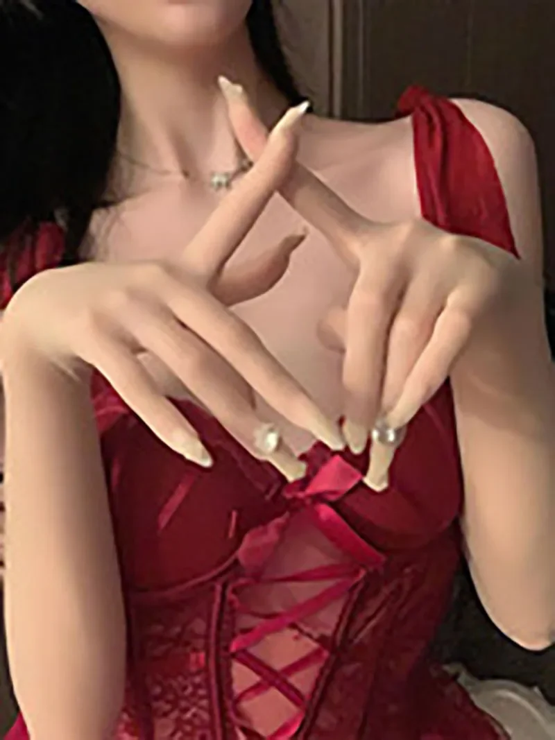 Gants cinq doigts transparents anti-accroche soie ultra-fins sans couture étiquette longue protection