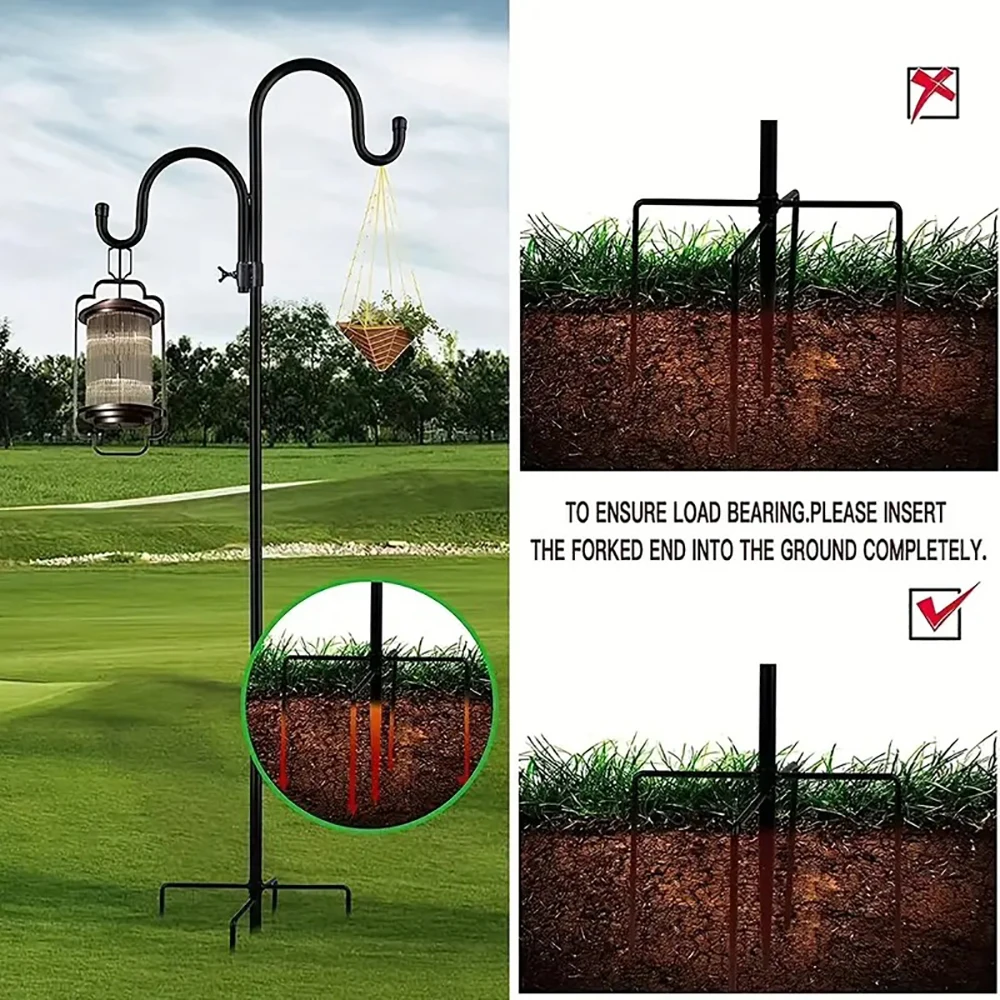 Shepherd's Hook Garden Ground Plant Stand Lantern Stake Flower Basket Hanging Basket Wall Hanging Flower Pot Holder Hanger 1pcs plant stakes
