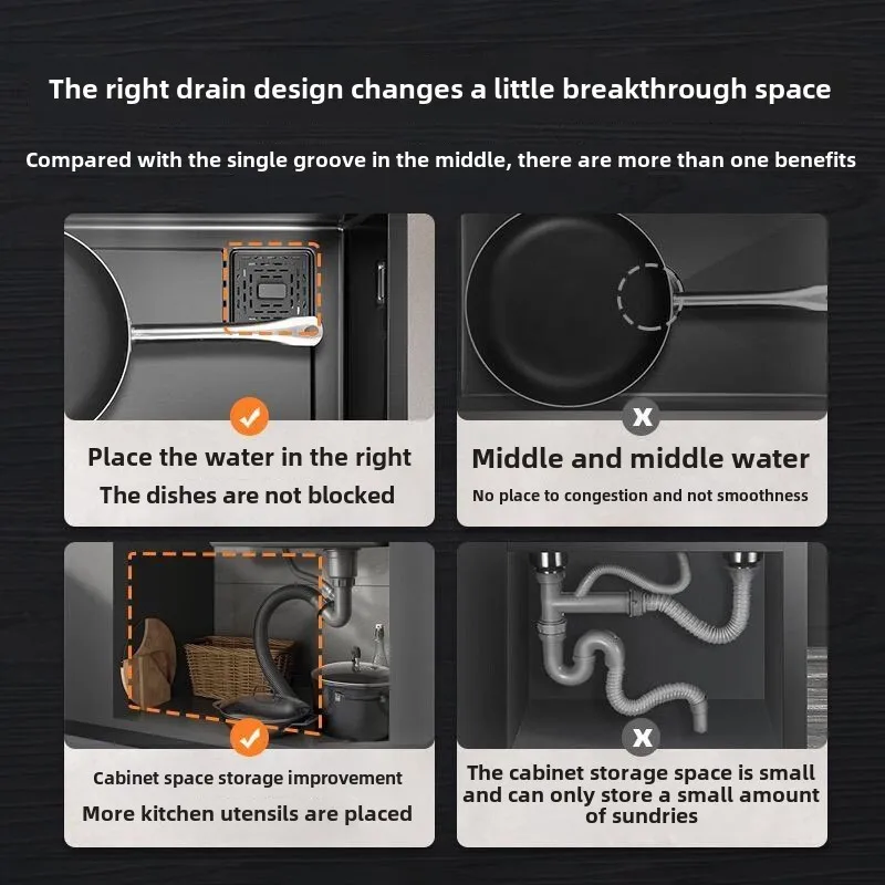 Steel Kitchen Sink Household Large Single Slot Table Basin Vegetable Basin Stainless Steel Sink Nano Coating Thickened Stainless