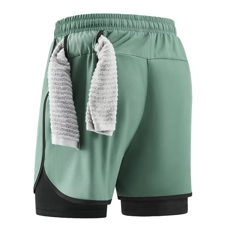 Men Running Shorts Gym Sports 2 in 1 Camo Quick Dry Workout Training Gym Fitness Jogging Short Sweatpants Summer