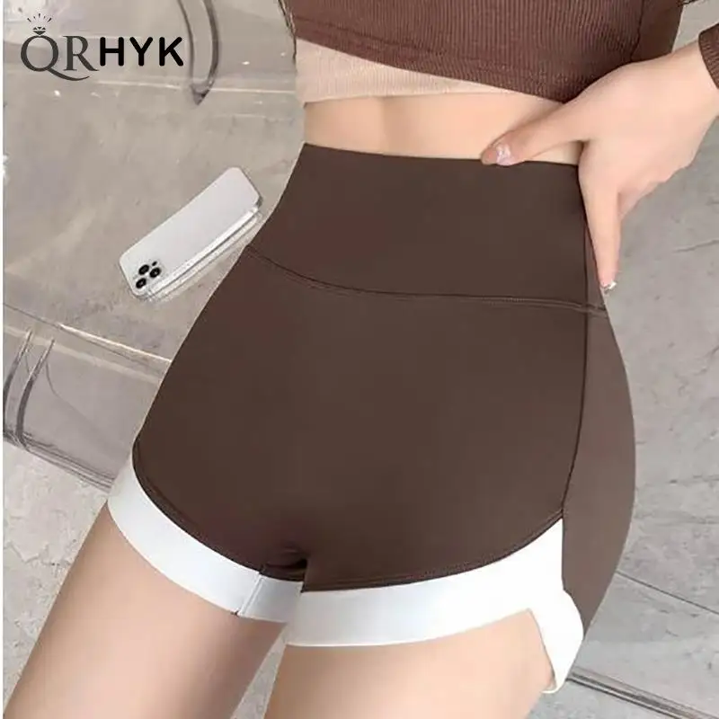 

Women's Safety Pants Summer Contrast Shorts High Waist Outer Wear Tight Fit Hip Lift No Embarrassment Thread Yoga Pant