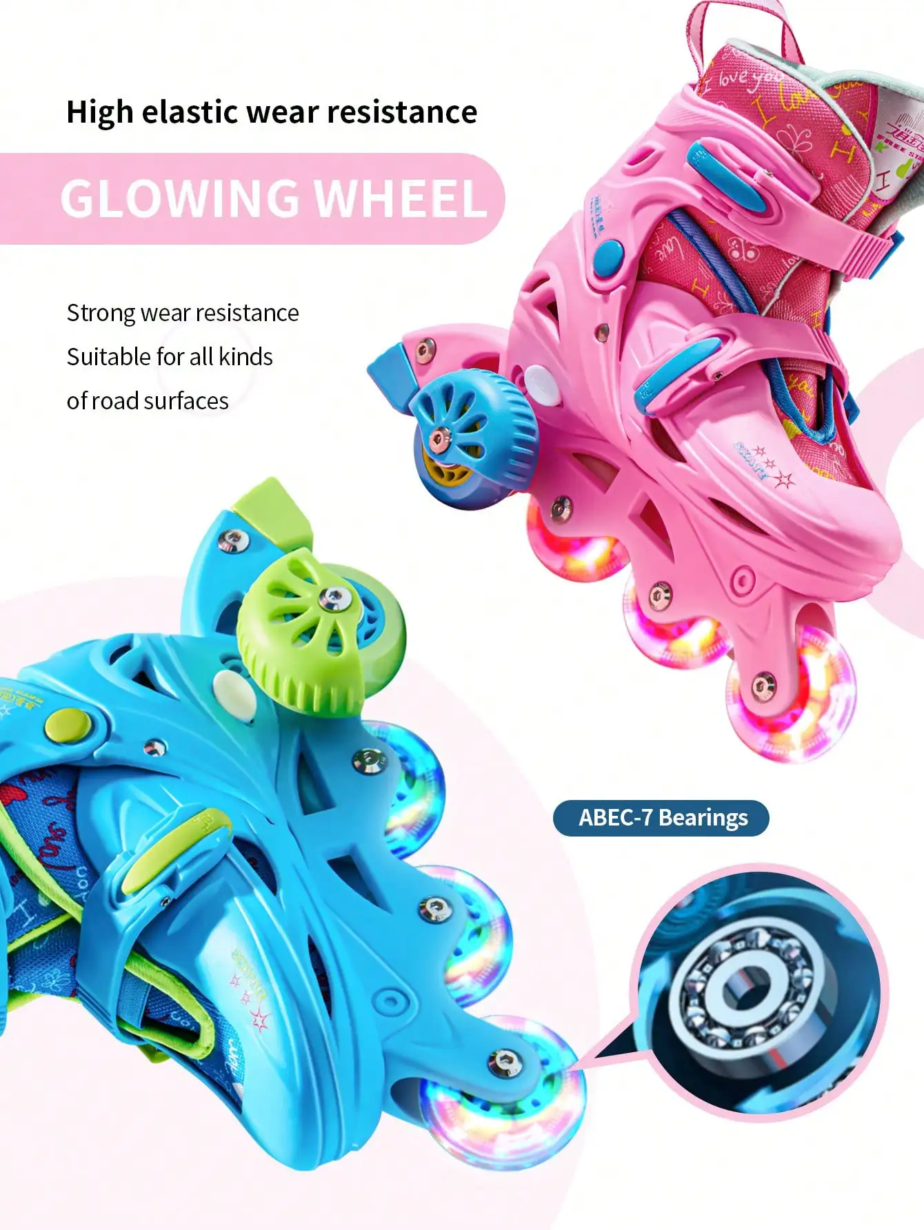 "Xiaoyao Star Beginner's Assisted Inline Skates with Safety Balance Wheels, Skate Shoes Set for