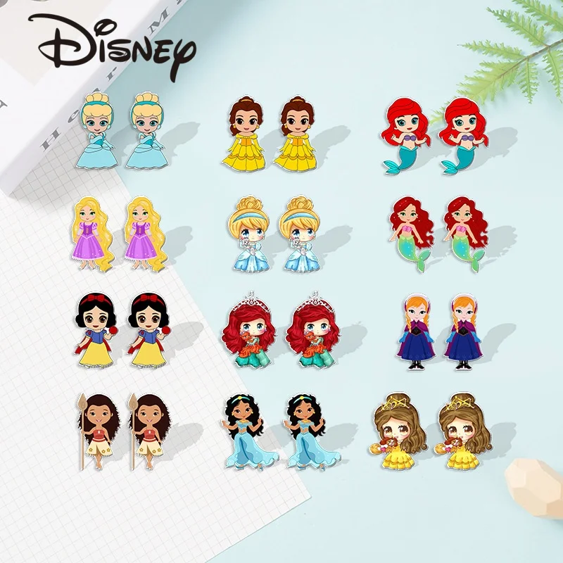 Disney Snow White Orecchini Action Anime Figures Ariel Aurora Princess White Cute Cartoon Studenti Originalità Ornamenti Regali