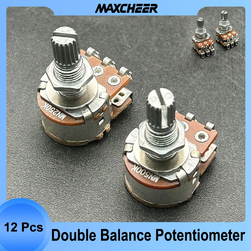 

12PCS 18mm Shaft Dual Deck MN250 MN500K Blend Balance Pickups Potentiometer Guitar Parts