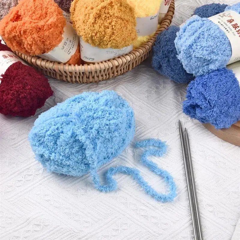 50 g/Rolle weiches Chenille-Garn, Korallensamt, flauschiges Garn zum Stricken, Häkeln, DIY-Puppen, Pullover, Schal, Handtuch, Handstrickmaterial – Detail 11
