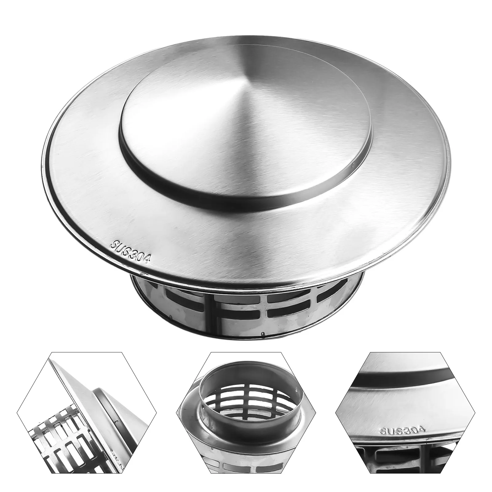 

75/200mm Stainles Steel Chimney Cap Exterior Wall Fresh Air Outlet Roof Pipe Exhaust Hood For Ventilation Ducts/chimneys