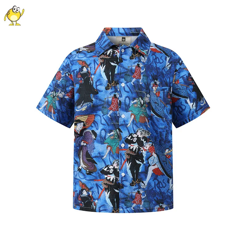 2024 New High Quality Blue Martine Rose Lapel Shirt Men Woman Hawaii Casual Oversized Streetwear Top Tee