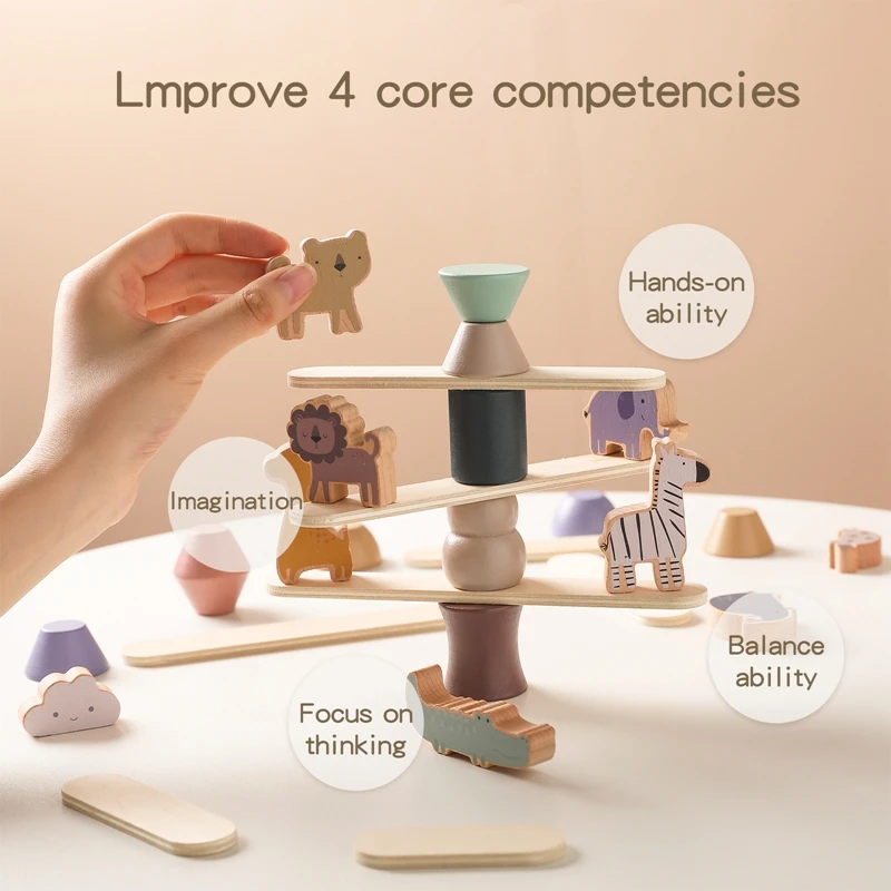 Montessori Wooden Toys Busy Board Games Balancer For Children Learning And Education Baby Memories Animal Shape Stacking Toys