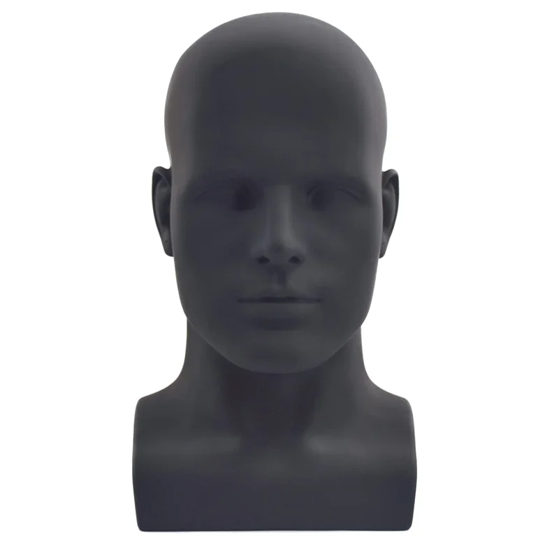 

Male Mannequin Head Professional Manikin Head for Display Wigs Hats Headphone Display Stand (Matte Black)