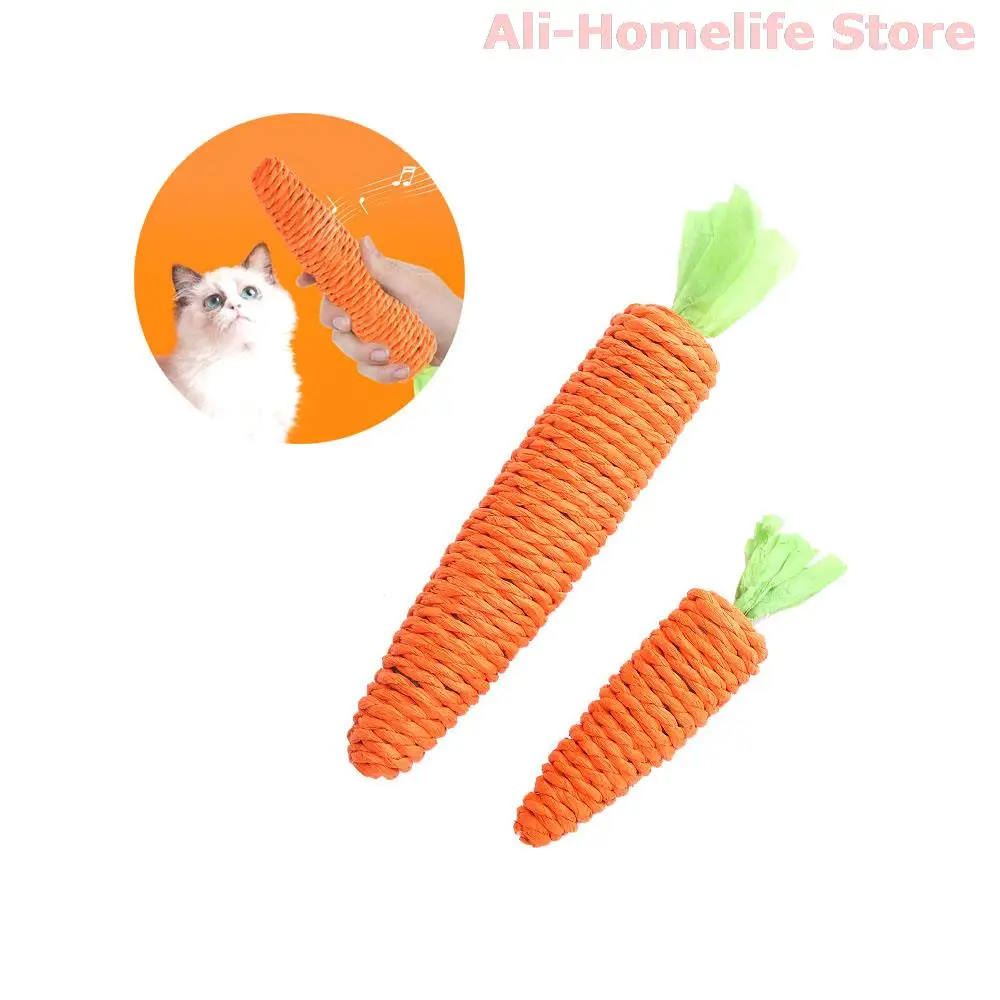 

Pet Toy Dog Carrot Chew Toys Woven Small Animal Bite Chewing Toy Cats Braided Puppy Teething Toy with Built-in Bell Pet Supplies