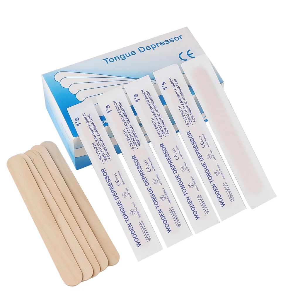 Disposable Wooden Tongue Depressor for Tattoo, Waxing Stick, Individual Pack Removal, Tongue Beauty Tool, 10/30/50/100/200Pcs 2