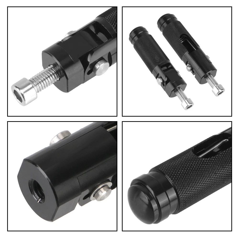 오토바이 모터 바이크용 접이식 풋 레스트 페그, 리어 페달 세트 부품, 알루미늄 합금 발판, 블랙 실버, 2 개