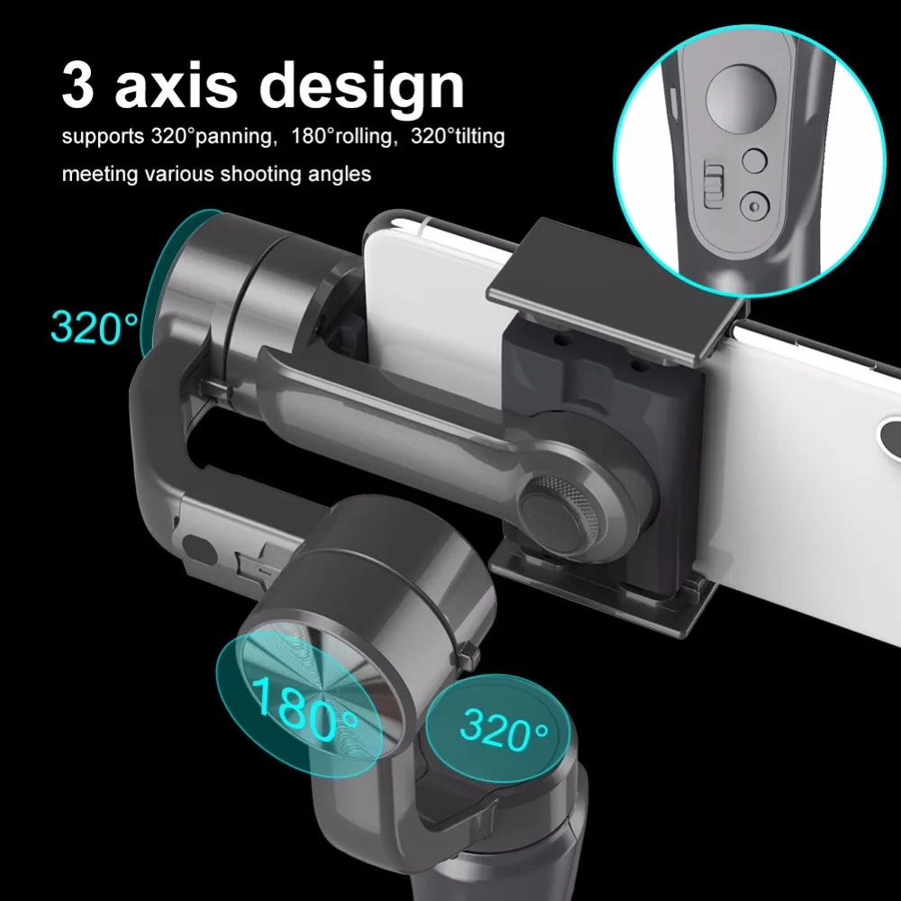 Handheld H4 3 Axis Gimbal Stabilizer Anti-shake Smartphone Stabilizer for Cellphone Action Camera for Vlogging Live Broadcast