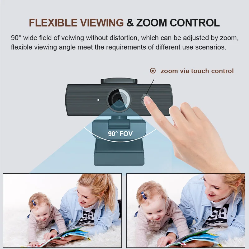 Webcam 4k Mini Camera 2160P 60fps Autofocus Magnetic Privacy Cover Dual Microphone for Online Class Video Conference PC Computer