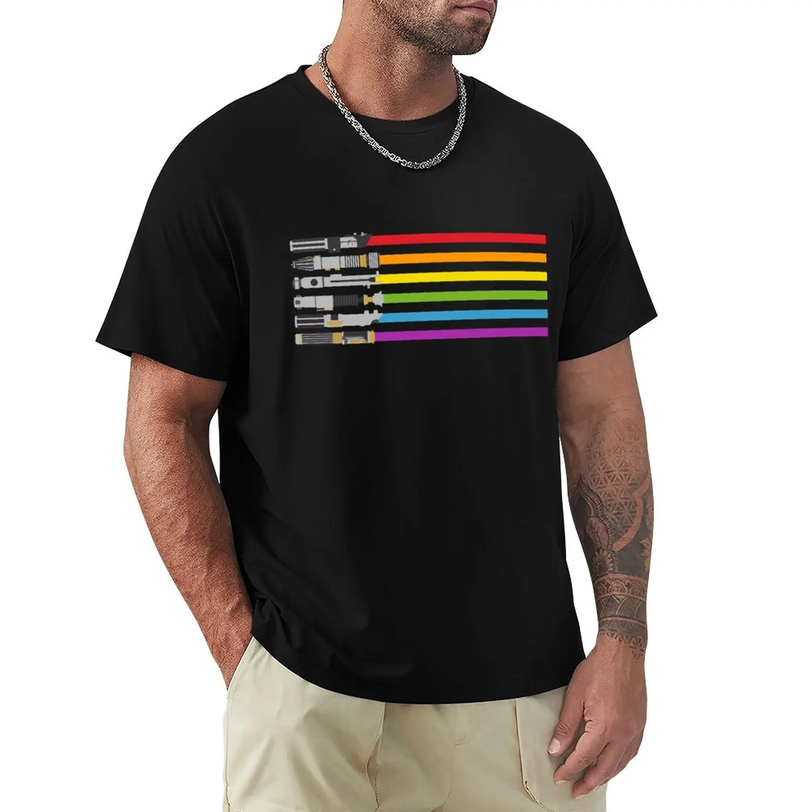 

Lightsaber Rainbow T-Shirt animal prinfor boys summer clothes customs design your own plain white t shirts men