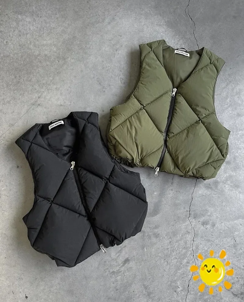 

New Military Green Black Zipper Coats Diamond Checkered Cole Buxton Vest PUFFER JACKET Parkas Men Women Sleeveless Vest Clothes