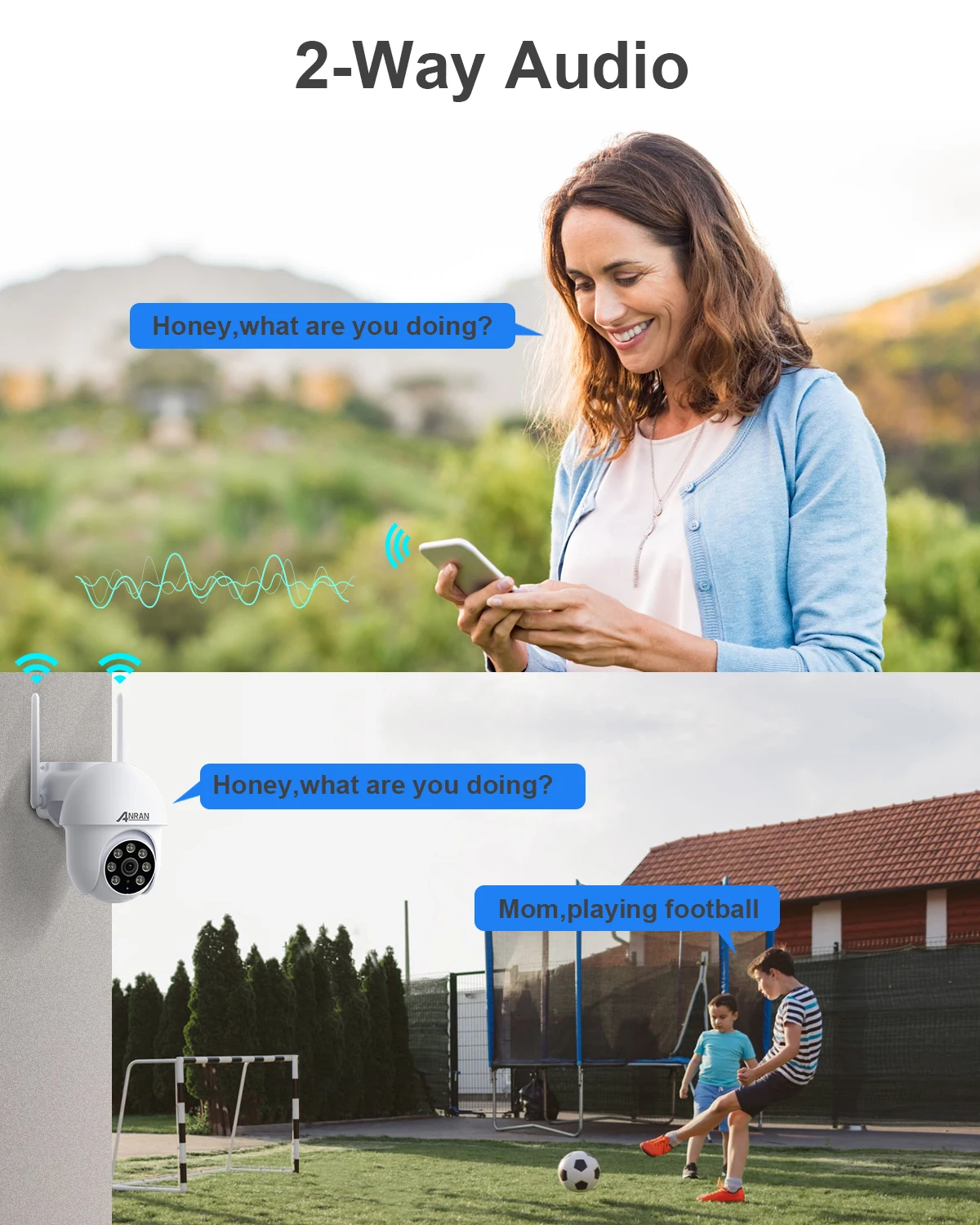 ANRAN Wifi Camera 5MP Wired Security Camera 24/7 Record Home Security Protection IP66 Waterproof Compatible Alexa Auto Tracking 3