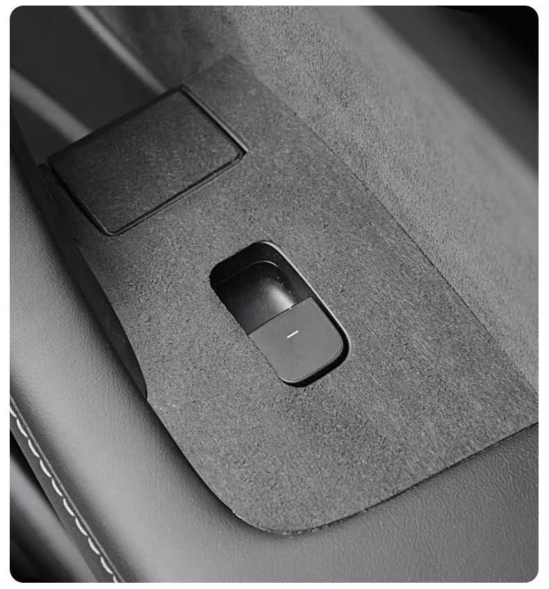 Für Tesla Modell Y Modell 3, Highland Fensterheber Schalter Bedienfeld Trim Aufkleber Wildleder Auto Tür Taste Abdeckung Auto Zubehör – Detail 9