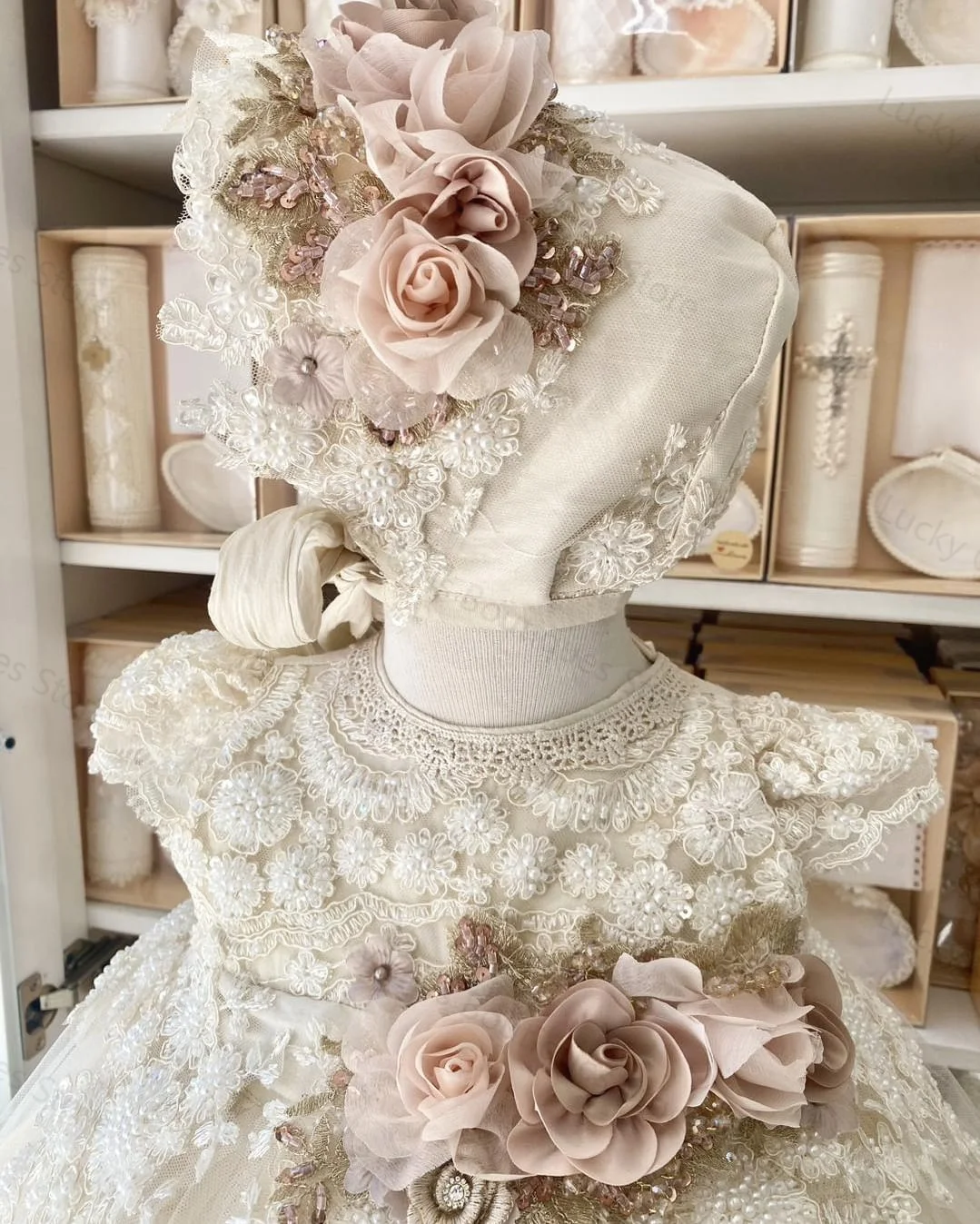 Ivory Lace Christening Gown 3