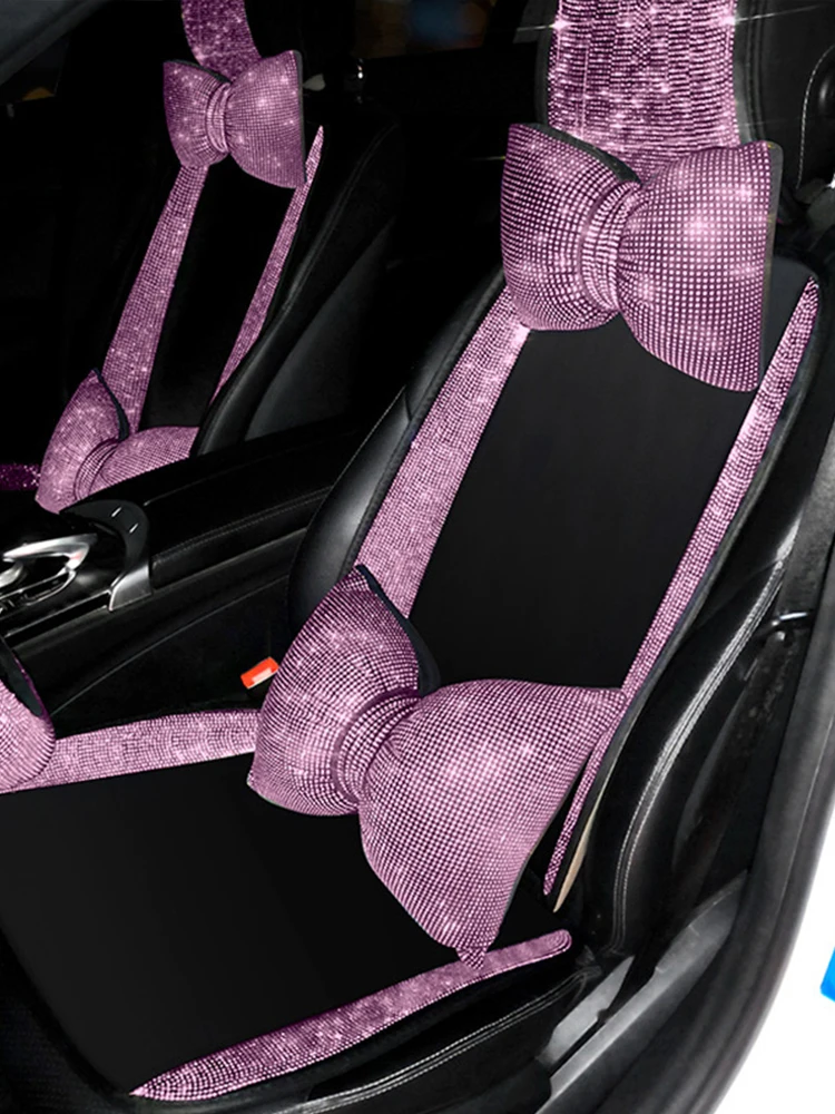 1pcCuteColorfulCrystalCarSeatCoverIceSilkRhinestoneAntiSlip