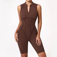 Women's tracksuit Gym Workout Sports clothes outfit zipper Jumpsuit Yoga Fitness overalls Set open Back Bodysuits suit for women - Image 6