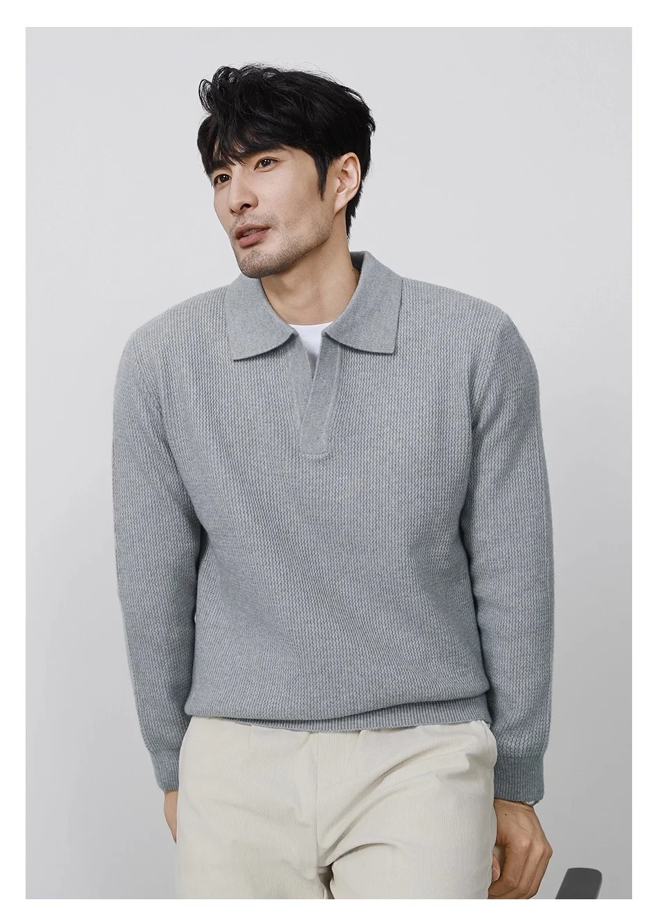 Cleanfit Herren-Strickpullover, Herbst-Frühlingspullover, koreanische weiche, schwere Polo-Pullover, minimalistisches, langärmliges, solides, lässiges Oberteil – Detail 21