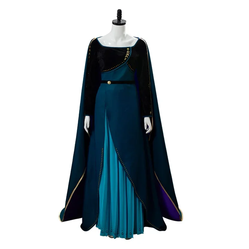 

Queen 2 Anna anniversery dress cosplay costume long Cape adult women girls Halloween Carnival party