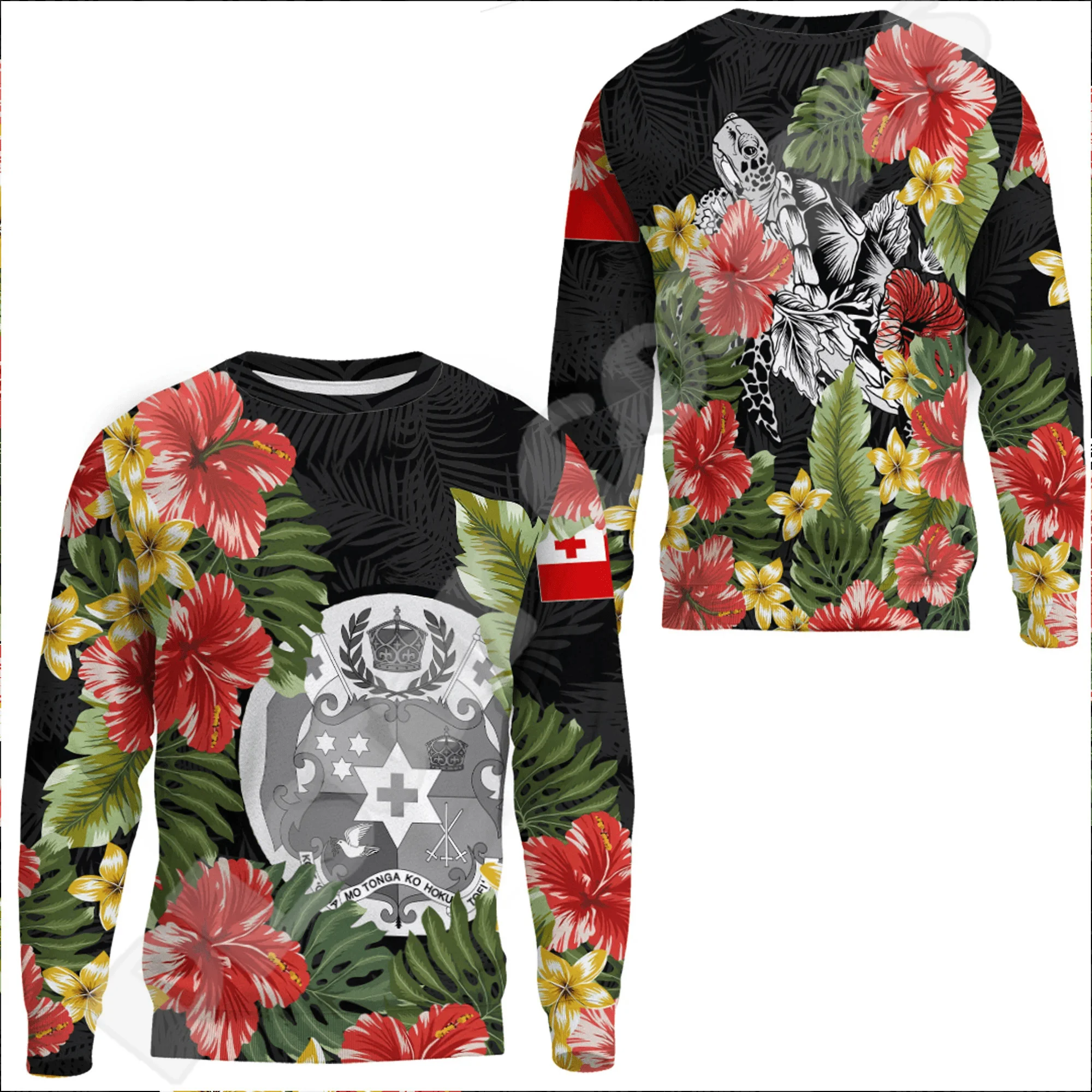 Polynesian Island Tonga Tattoo Country Flag Tribal Retro Tracksuit Harajuku Pullover 3DPrint Streetwear Casual Jacket Hoodies A2