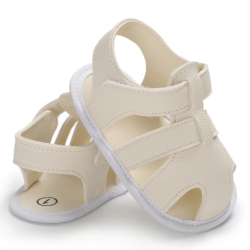 2023 Summer Sandals Newborn Baby Boys and Girls Soft Sole Non slip Walking Shoes White Baptism 0-18M