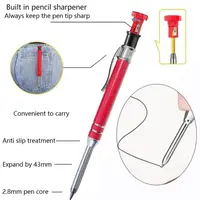 2.8mm Mechanical Pencil Deep Hole Marking Long Head Solid Carpenter Pencil Metal Built-in Sharpener Woodworking Deep-hole Marker 4
