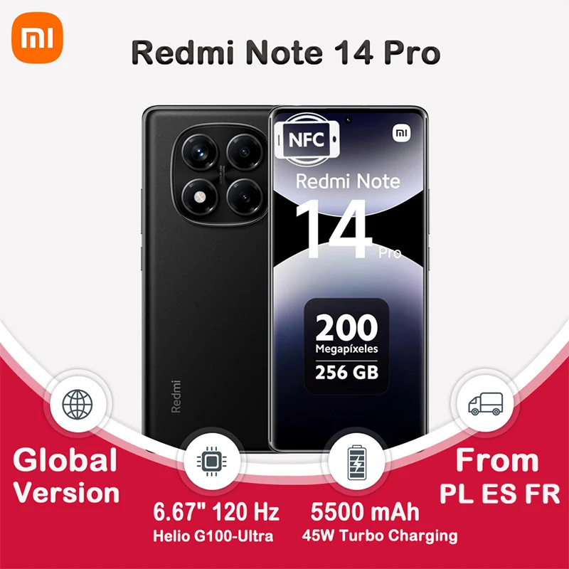 Xiaomi Redmi Note 14 Pro 4G - 8GB RAM + 256GB, Pantalla 6.67" 120Hz, Cámara 200MP, Batería 5500mAh