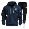Tracksuit Mens Sets Hoodie + Pants Two-piece Multi-pocket Zipper High Quality Autumn Winter Sportswear Fashion Suit Men Clothing 1