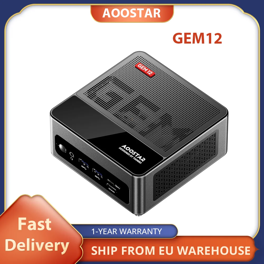 AOOSTAR-GEM12 Mini PC, AMD Ryzen 9 6900HX, 8 Core, Até 4.9