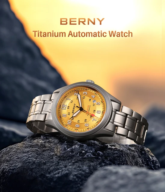 BERNY パイロットウォッチ フルチタン BERNY フルチタンメンズウォッチ超発光スポーツパイロット