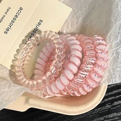 4pcs Women's Spiral Elastic Hair Ties - Stylish Hair Accessories (Pink)