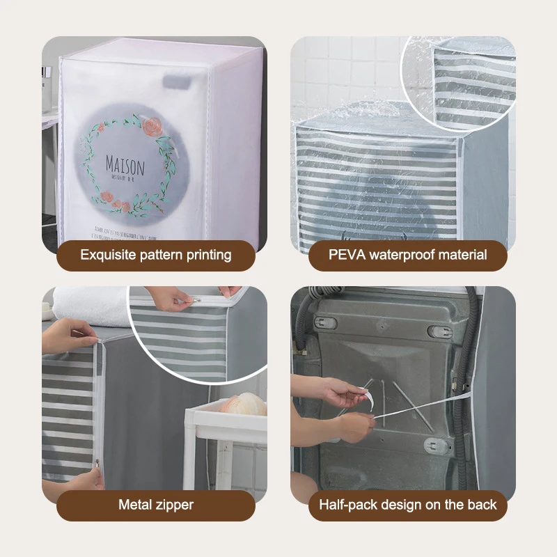 Description Picture 3 of itemã€MQ124】Washing Machine Cover Waterproof Sunscreen Protector Dryer Case Box Drum Washing Machine Protective Cover Dust Cover